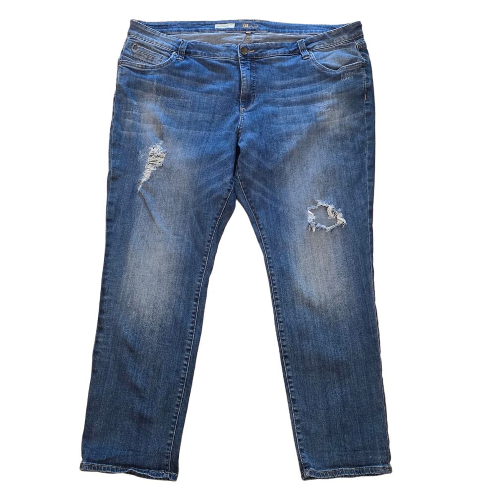 KFTK 22W Boyfriend Distress Jeans Medium Wash Stretch Denim Plus Size Kut Kloth